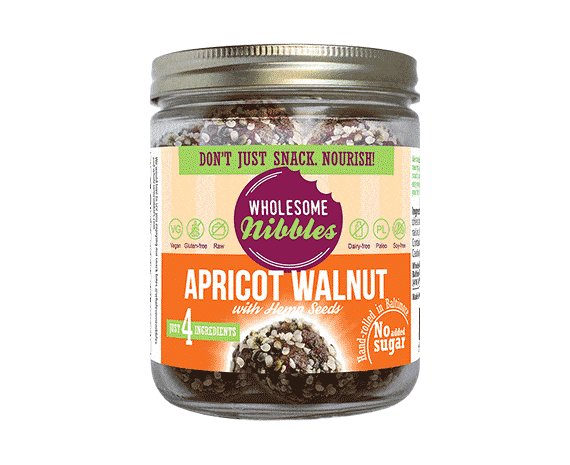 Organic Apricot Walnut Bliss Balls – Healthy Energy Snack – Glass Jar of 12